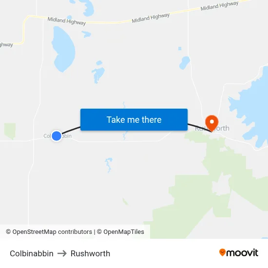 Colbinabbin to Rushworth map
