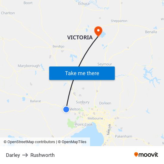 Darley to Rushworth map