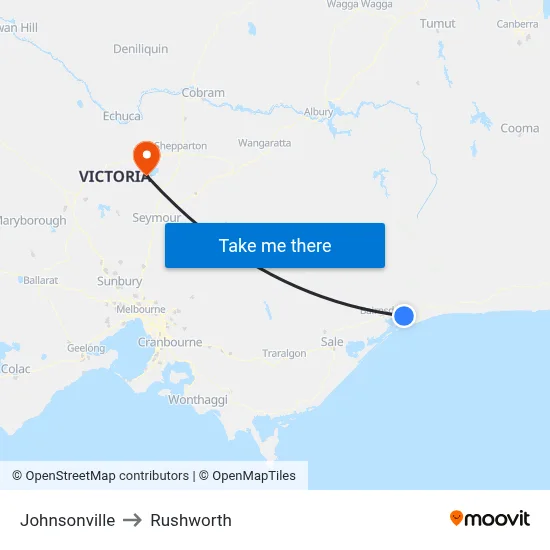 Johnsonville to Rushworth map