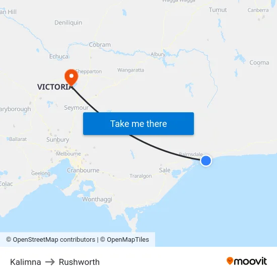 Kalimna to Rushworth map