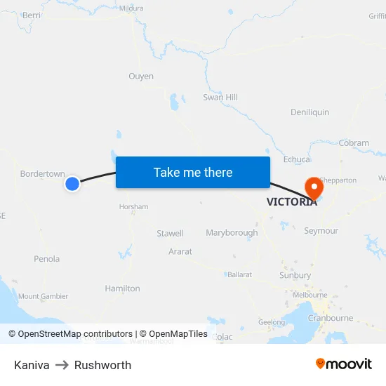 Kaniva to Rushworth map
