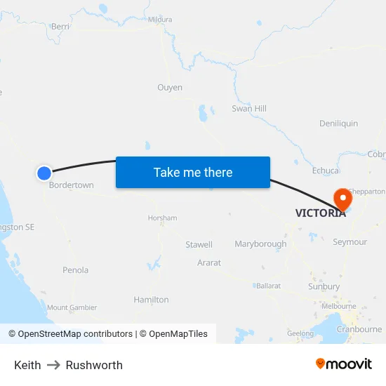 Keith to Rushworth map