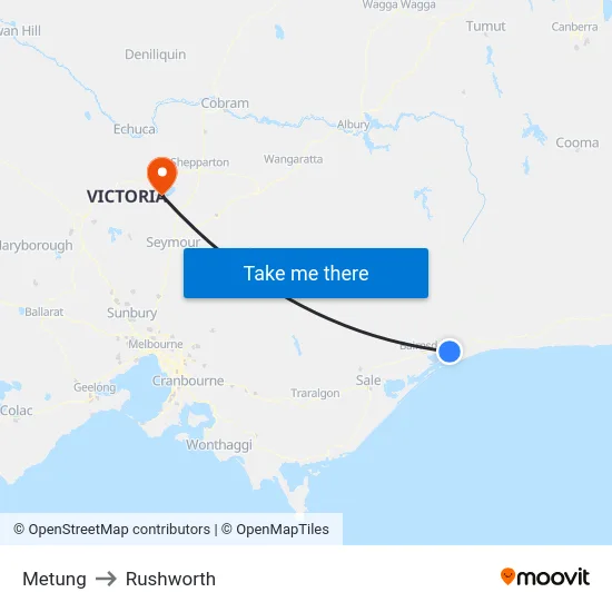 Metung to Rushworth map
