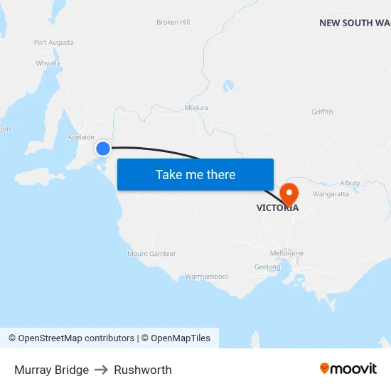 Murray Bridge to Rushworth map