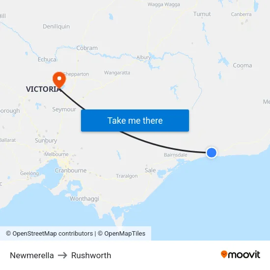 Newmerella to Rushworth map