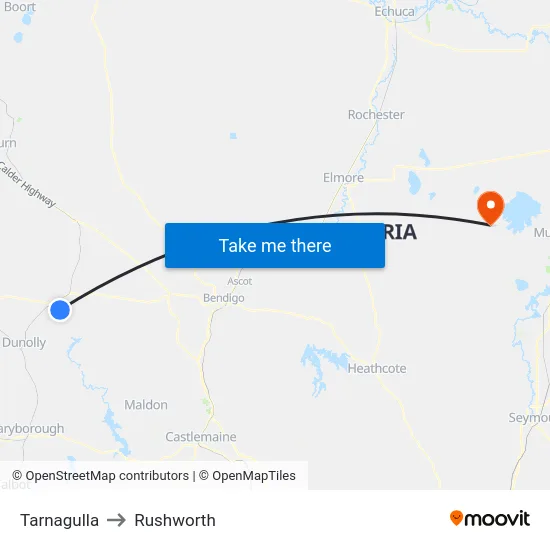 Tarnagulla to Rushworth map