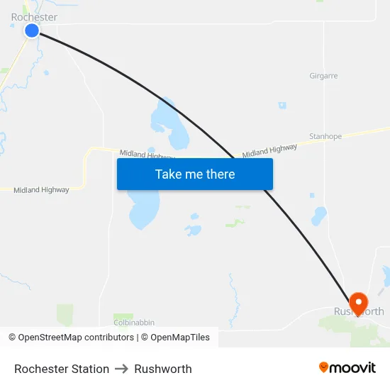 Rochester Station to Rushworth map