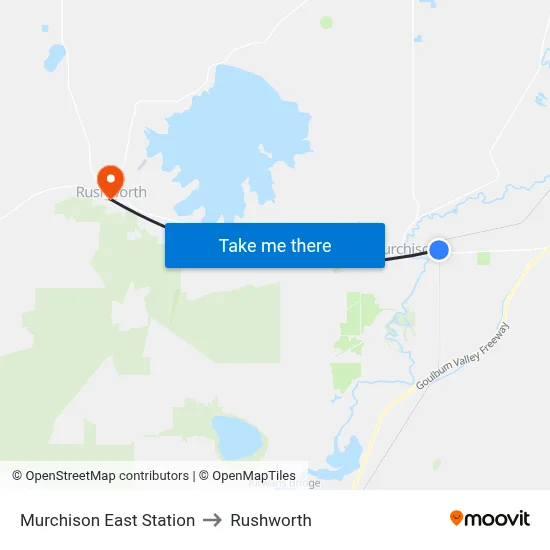 Murchison East Station to Rushworth map