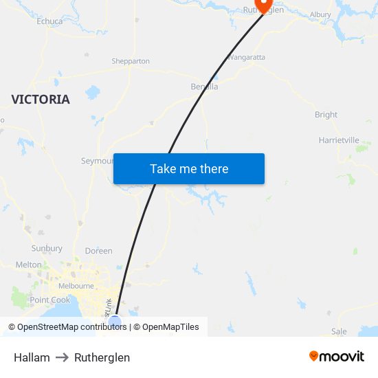 Hallam to Rutherglen map