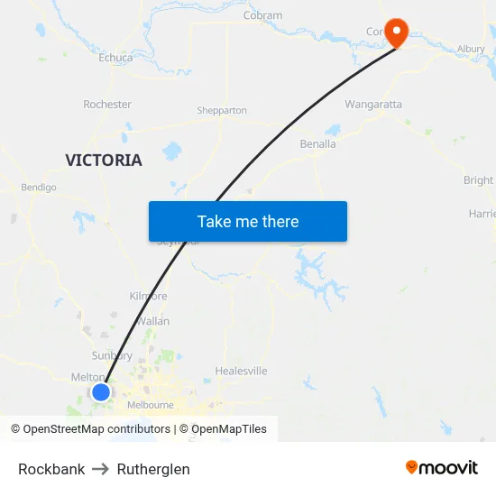 Rockbank to Rutherglen map