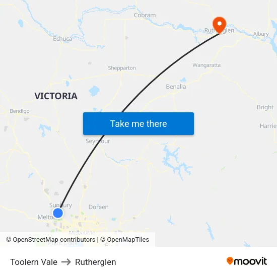 Toolern Vale to Rutherglen map