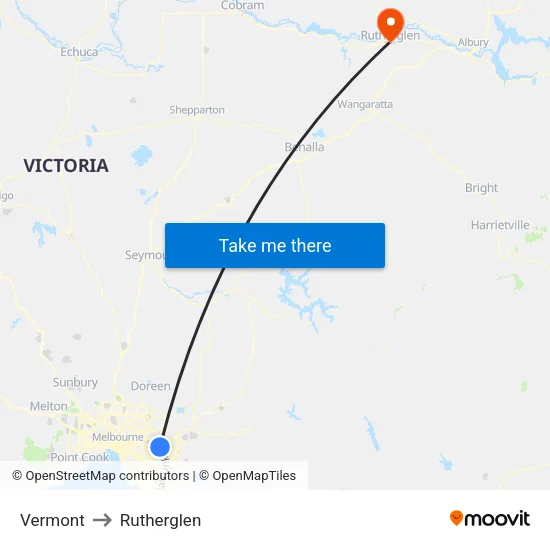 Vermont to Rutherglen map
