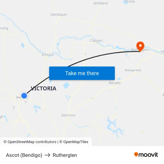 Ascot (Bendigo) to Rutherglen map