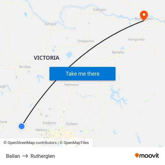 Ballan to Rutherglen map