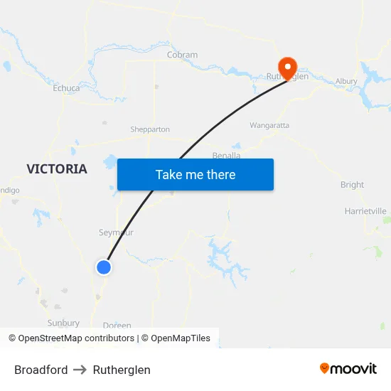 Broadford to Rutherglen map