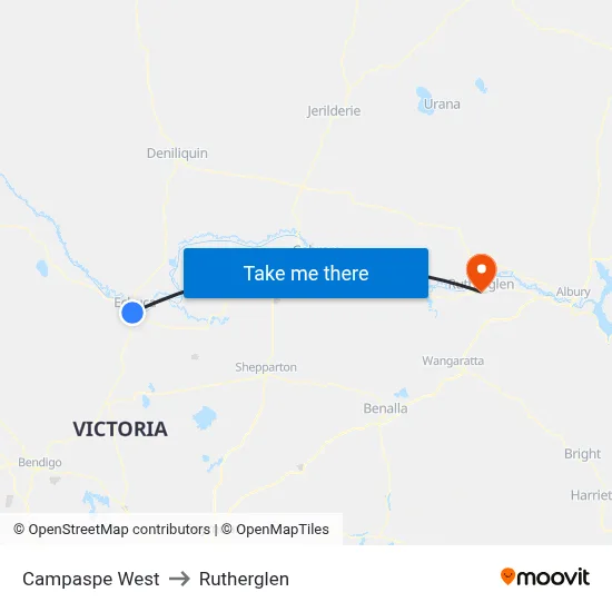 Campaspe West to Rutherglen map