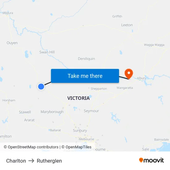 Charlton to Rutherglen map