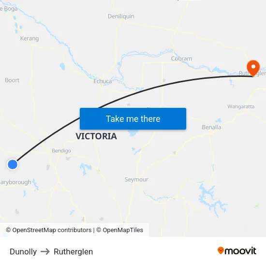 Dunolly to Rutherglen map
