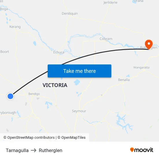 Tarnagulla to Rutherglen map