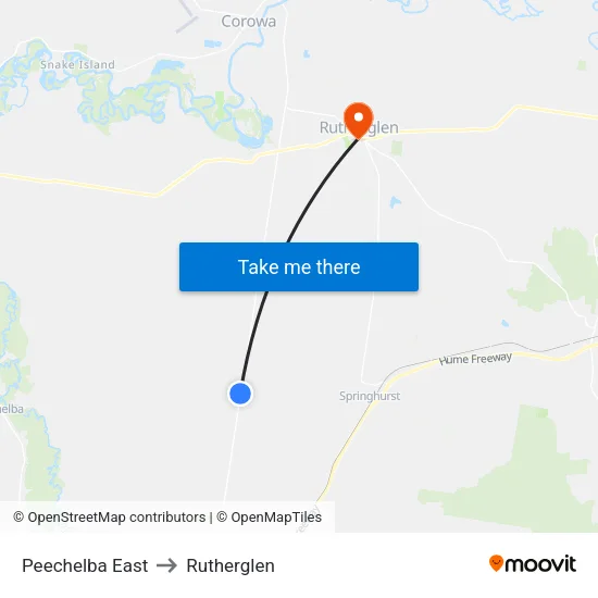 Peechelba East to Rutherglen map