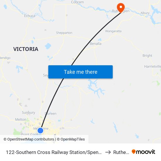 122-Southern Cross Railway Station/Spencer St (Melbourne City) to Rutherglen map