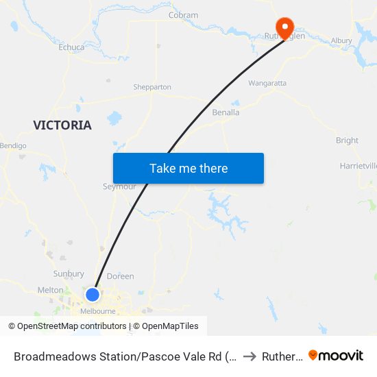 Broadmeadows Station/Pascoe Vale Rd (Broadmeadows) to Rutherglen map