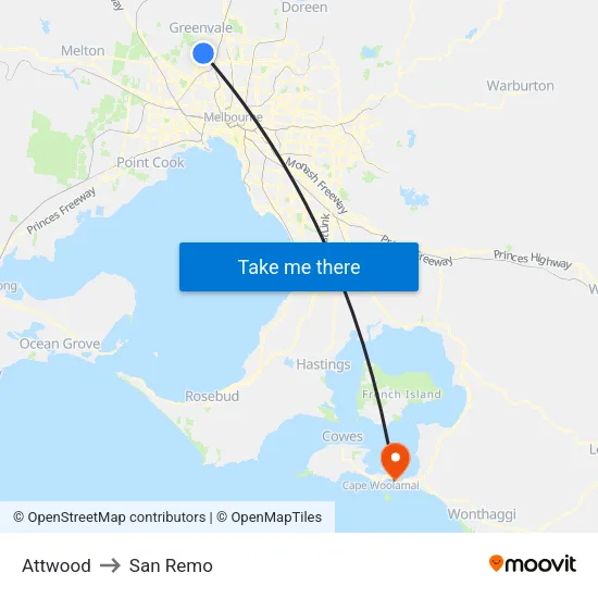 Attwood to San Remo map