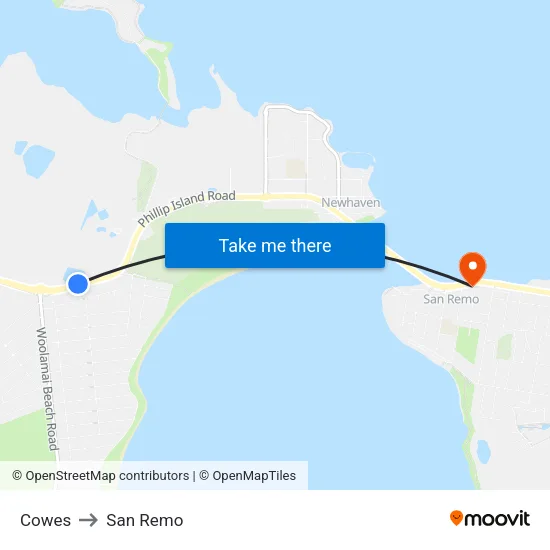 Cowes to San Remo map