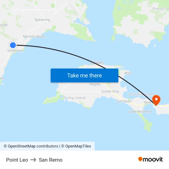 Point Leo to San Remo map