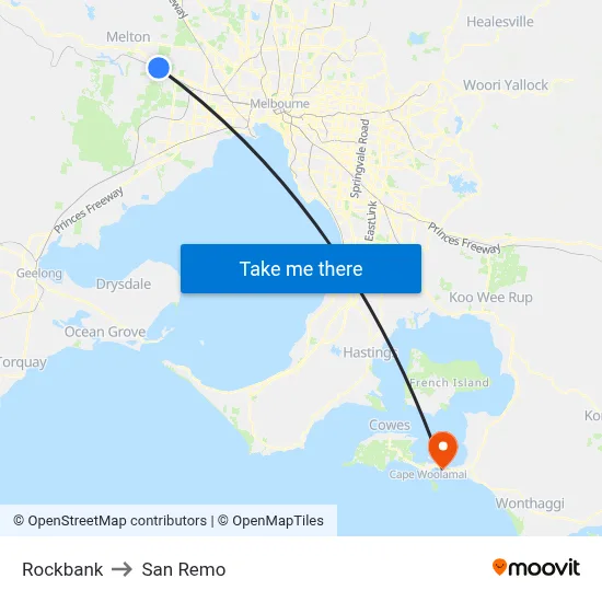 Rockbank to San Remo map