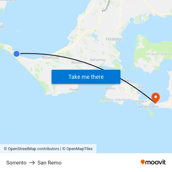 Sorrento to San Remo map