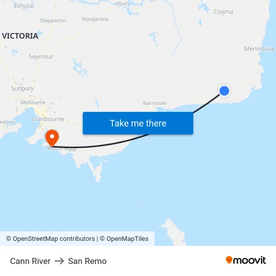 Cann River to San Remo map