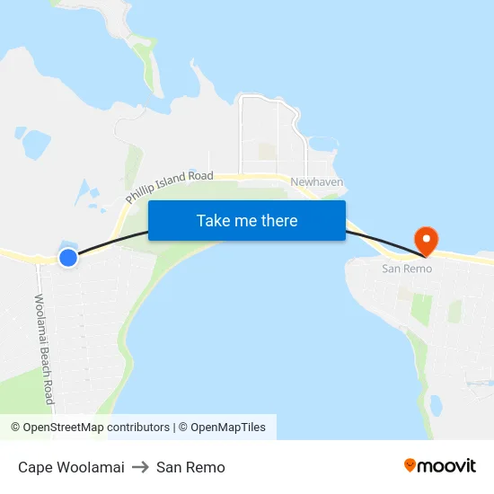 Cape Woolamai to San Remo map