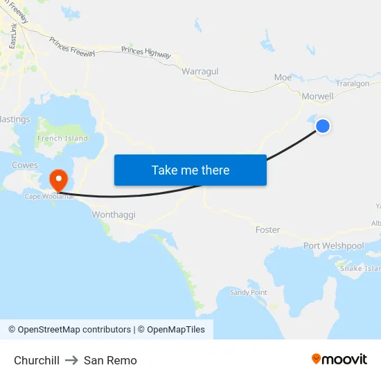 Churchill to San Remo map