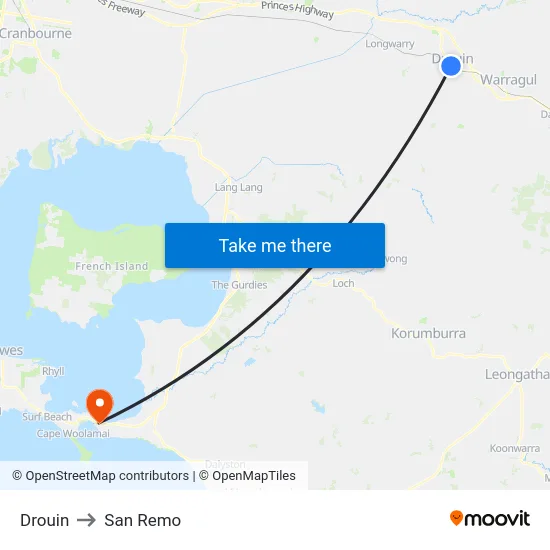 Drouin to San Remo map