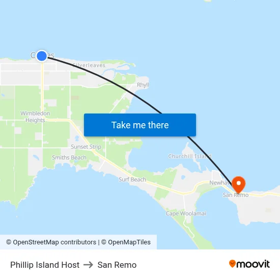 Phillip Island Host to San Remo map