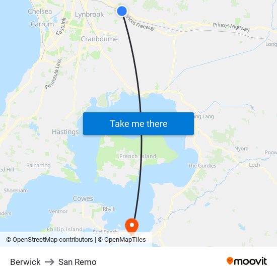 Berwick to San Remo map