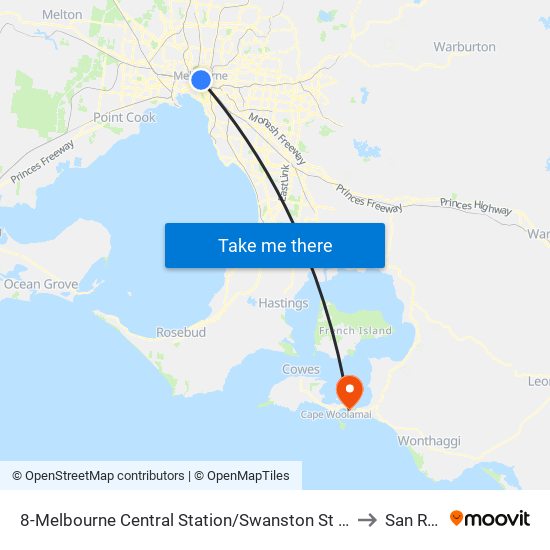 8-Melbourne Central Station/Swanston St (Melbourne City) to San Remo map