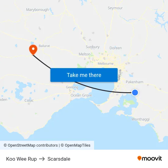 Koo Wee Rup to Scarsdale map