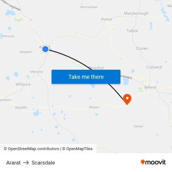Ararat to Scarsdale map