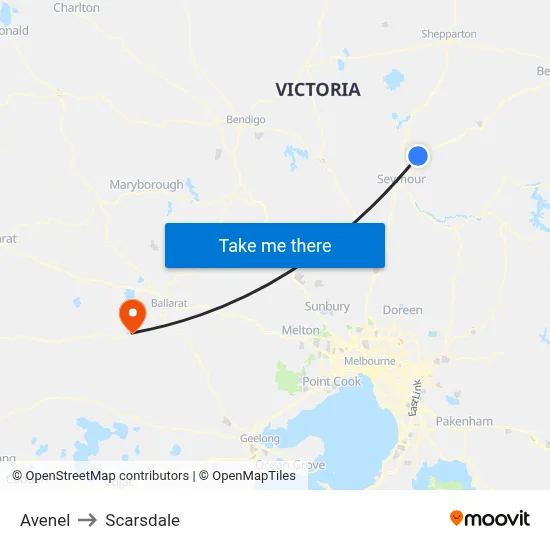 Avenel to Scarsdale map