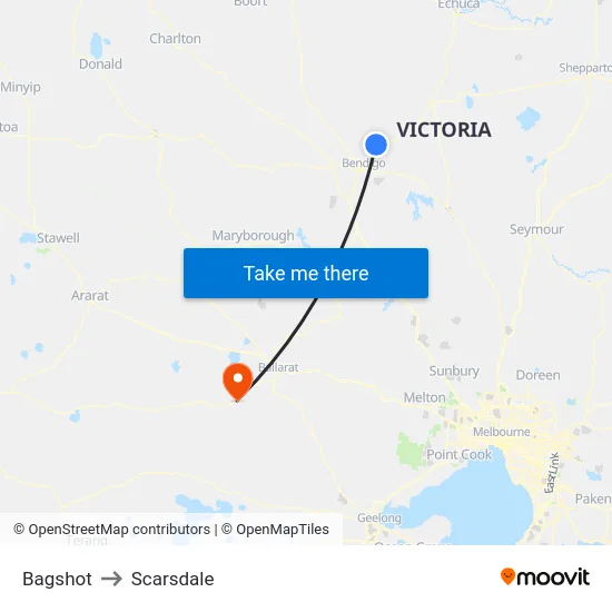 Bagshot to Scarsdale map