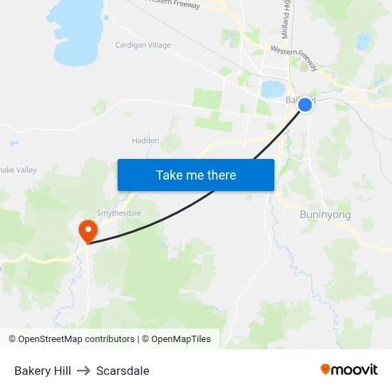 Bakery Hill to Scarsdale map