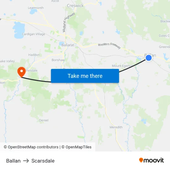 Ballan to Scarsdale map