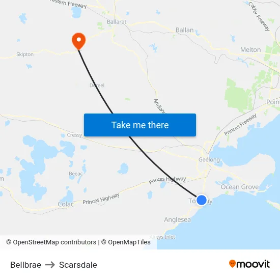 Bellbrae to Scarsdale map