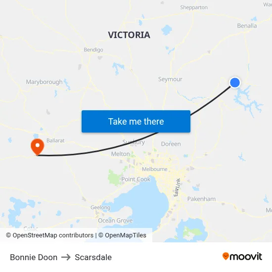 Bonnie Doon to Scarsdale map