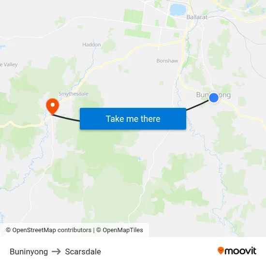 Buninyong to Scarsdale map