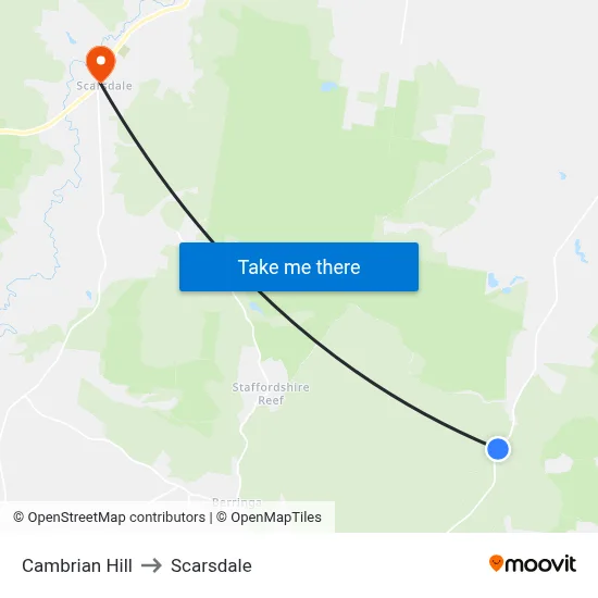 Cambrian Hill to Scarsdale map