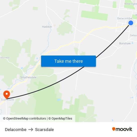 Delacombe to Scarsdale map