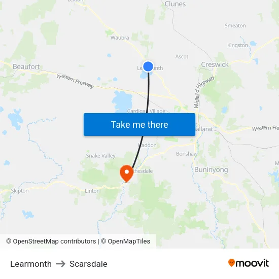 Learmonth to Scarsdale map